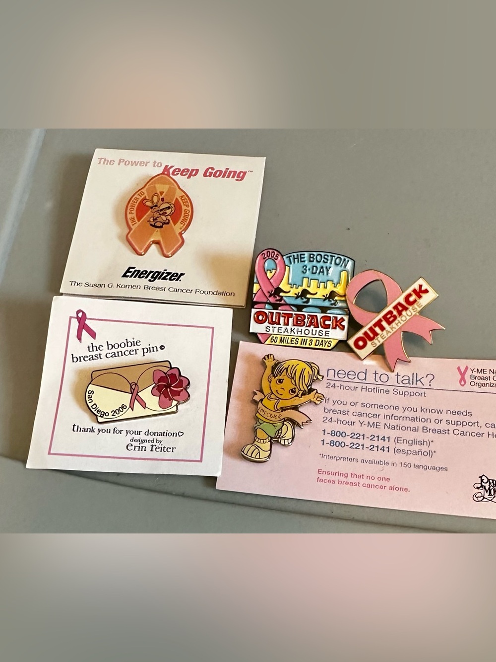Breast Cancer Awareness Ribbon Pins Set of 5